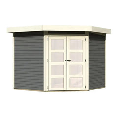 Abri toit plat 4,62m² Goldendorf 3 en bois vitrifié gris 19mm - Karibu Ma boutique