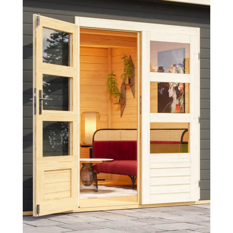 Abri toit plat 9,55m² bois massif gris terre 40mm Northeim 3 – Karibu Ma boutique