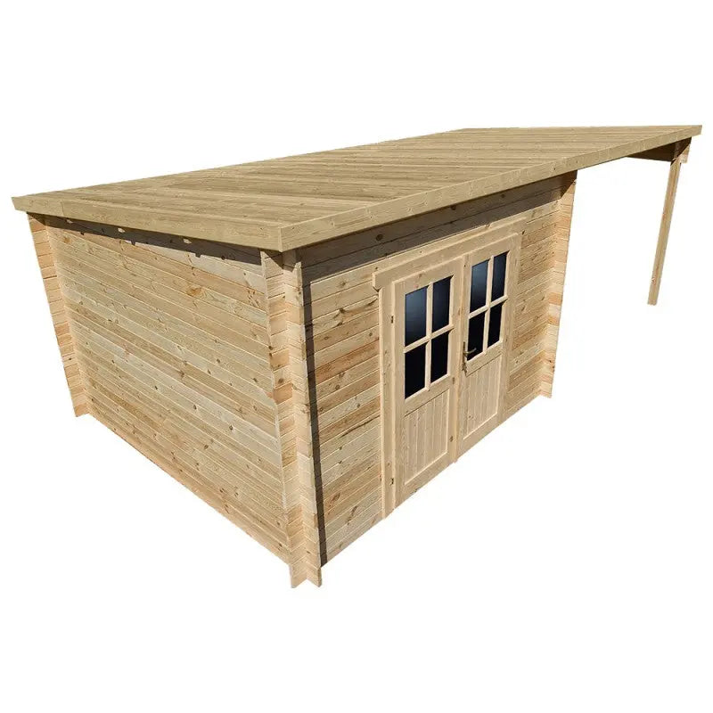 Abri toit plat 9m² PLUS 40mm + terrasse couverte latérale 9m² Gardy Shelter Ma boutique
