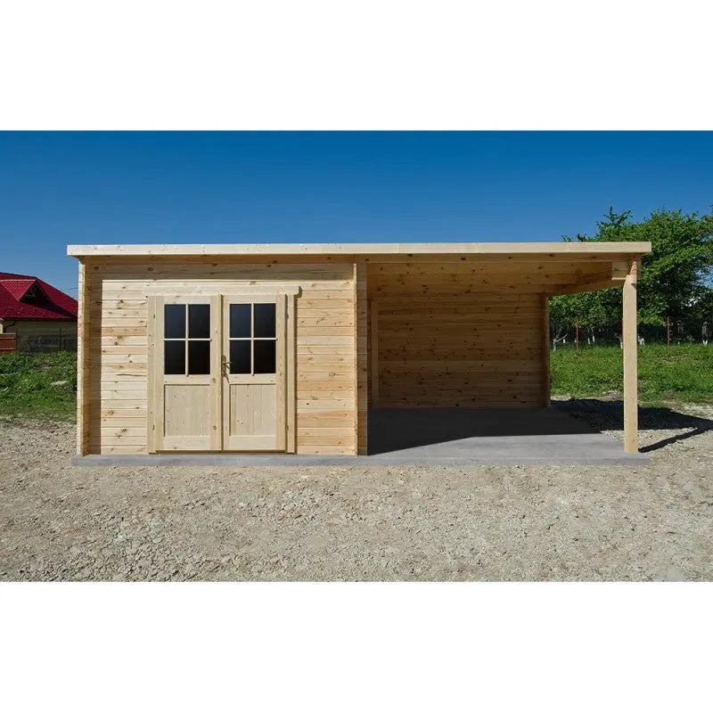 Abri toit plat 9m² PLUS + terrasse couverte latérale 9m² Gardy Shelter Ma boutique