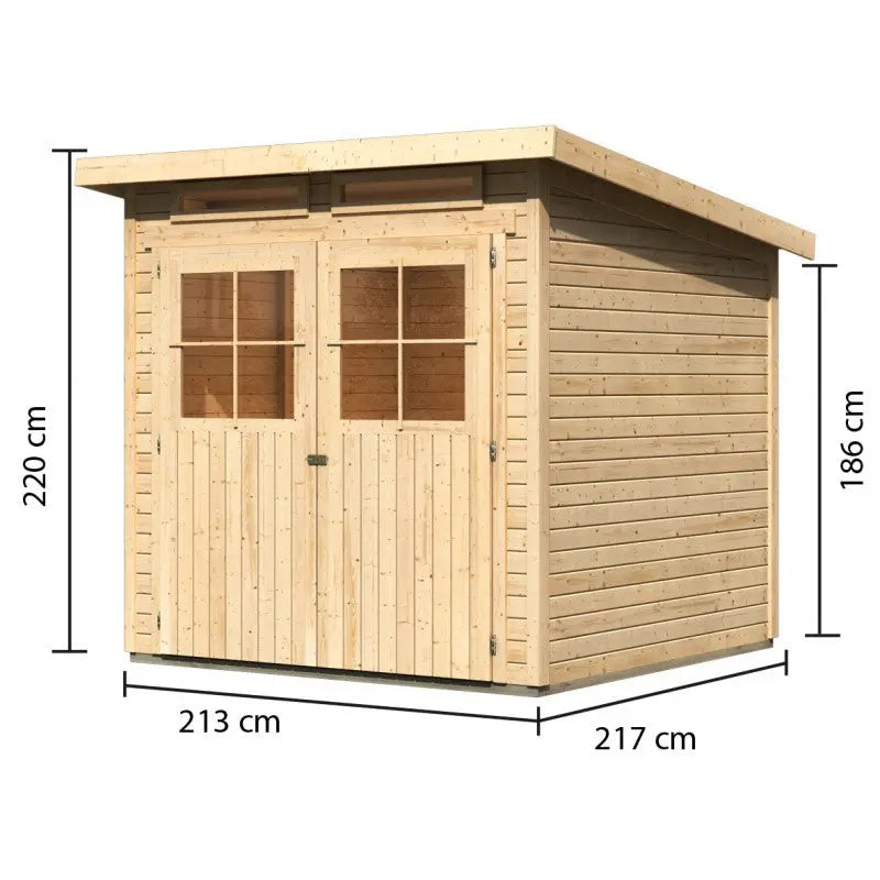 Abri toit plat en bois massif 19mm 4.62m² Glücksburg 3 - Karibu Ma boutique