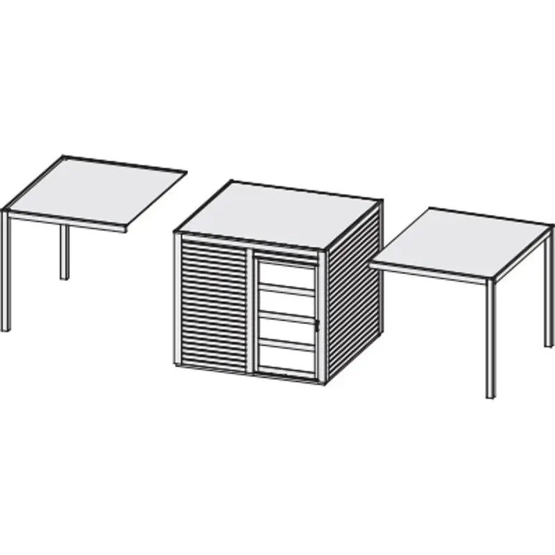 Abri toit plat en bois massif 19mm Qubic 6,05m² + appentis 5,6m² gris terre - Karibu Ma boutique
