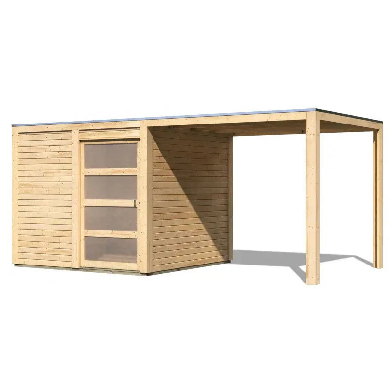 Abri toit plat en bois massif 19mm Qubic 6,05m² + appentis 5,6m² - Karibu Ma boutique