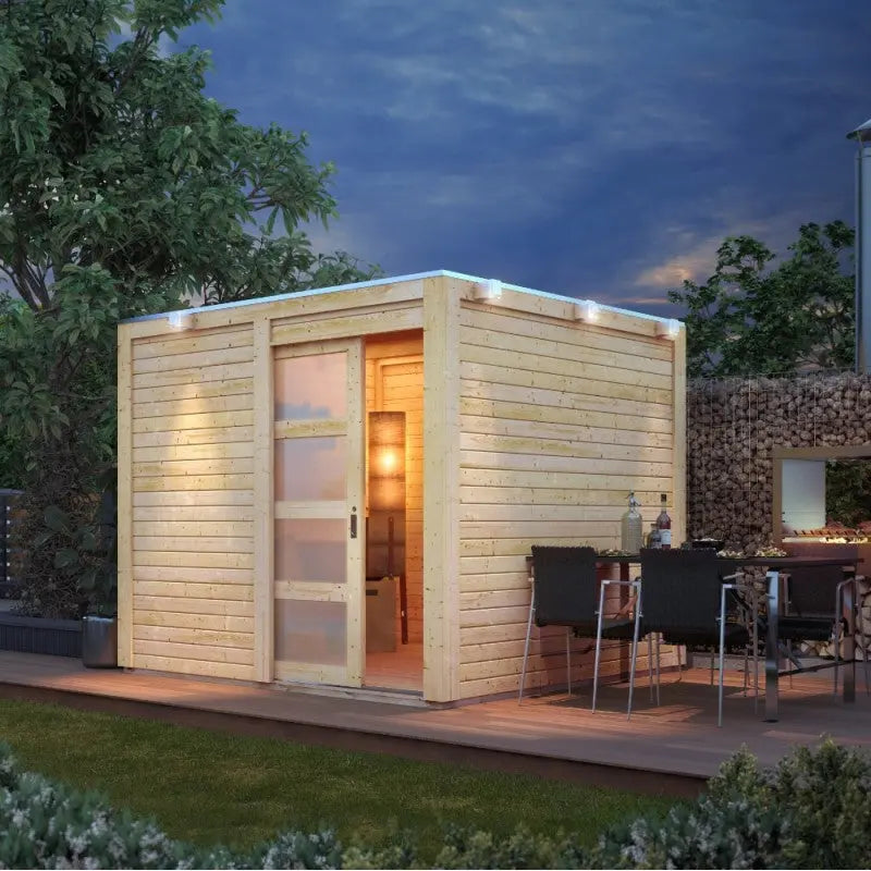 Abri toit plat en bois massif 19mm Qubic 6,05m² - Karibu Ma boutique