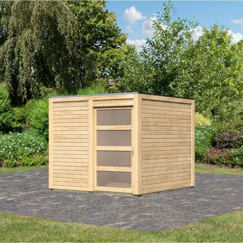 Abri toit plat en bois massif 19mm Qubic 6,05m² - Karibu Ma boutique