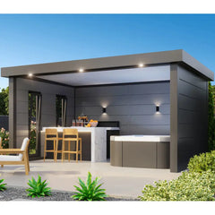 Auvent de jardin en acier galvanisé gris anthracite 17,1m² Singolo 4836 - Telluria Ma boutique