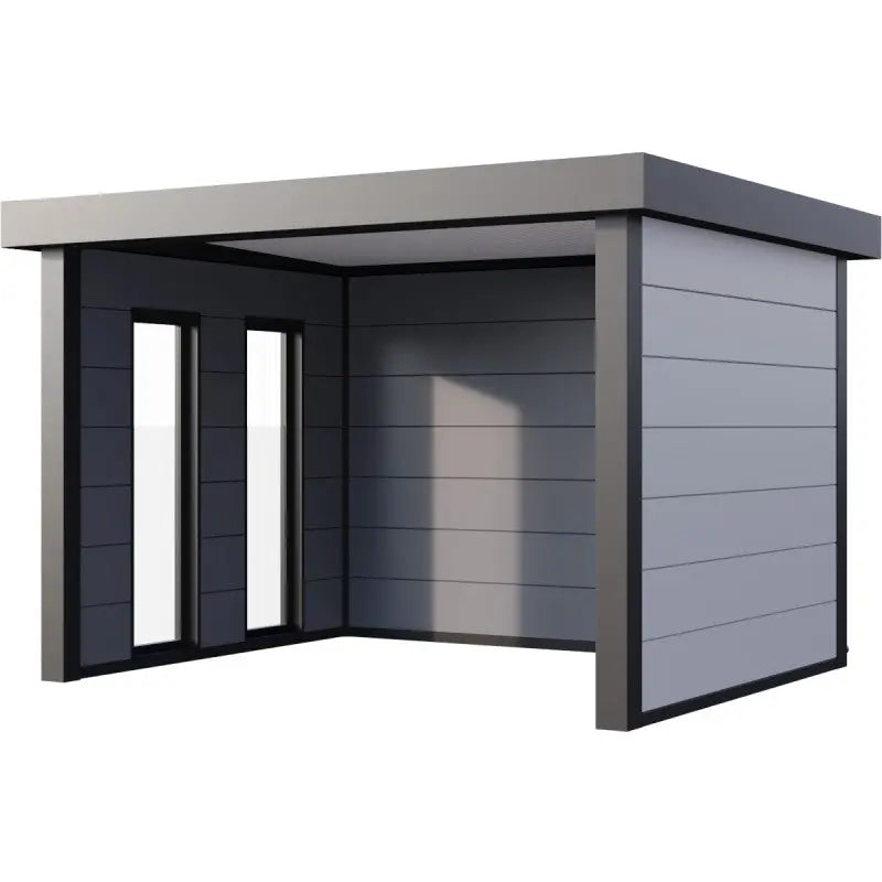 Auvent de jardin en acier galvanisé gris blanc 10,7m² Singolo 3630 avec 2 fenêtres - Telluria Ma boutique