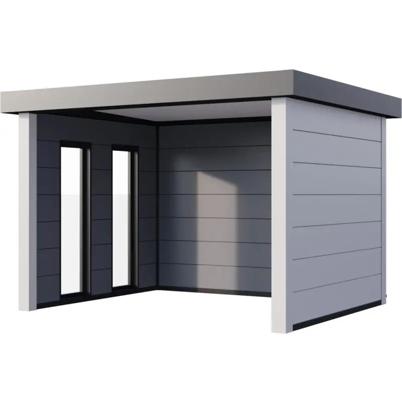 Auvent de jardin en acier galvanisé gris blanc 10,7m² Singolo 3630 avec 2 fenêtres - Telluria Ma boutique