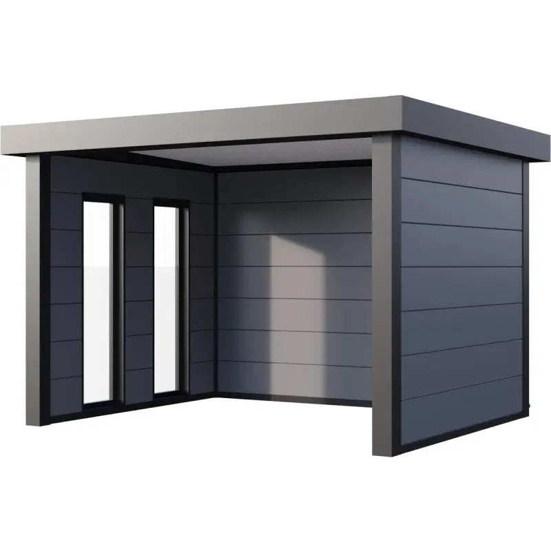 Auvent de jardin en acier galvanisé gris clair 10,7m² Singolo 3630 avec 2 fenêtres - Telluria Ma boutique