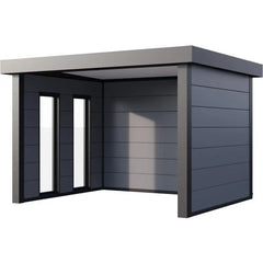 Auvent de jardin en acier galvanisé gris clair 10,7m² Singolo 3630 avec 2 fenêtres - Telluria Ma boutique