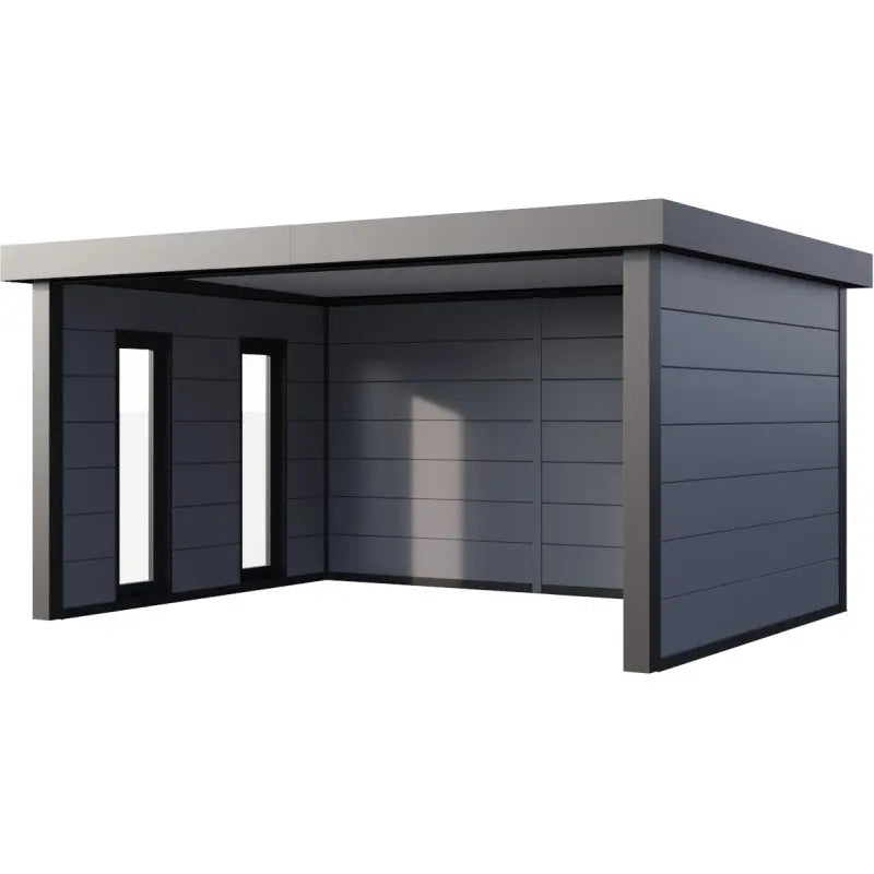 Auvent de jardin en acier galvanisé gris clair 17,1m² Singolo 4836 avec 2 fenêtres - Telluria Ma boutique