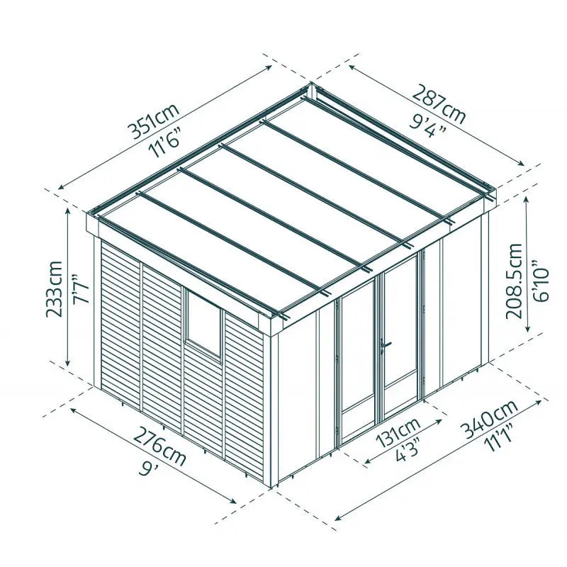 Studio de jardin en aluminium et bois composite 10,1m² - isolation triple paroi Copenhagen – Canopia by Palram Ma boutique