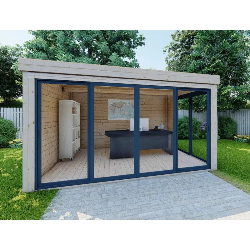 Bureau de jardin en bois massif 11,8m² - madriers 40mm Gardy Shelter Ma boutique