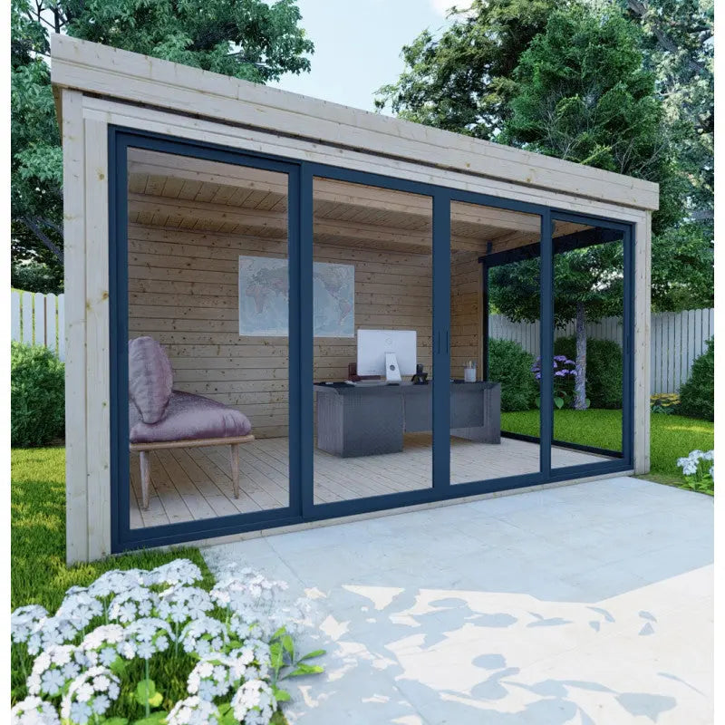 Bureau de jardin en bois massif 11,8m² - madriers 40mm Gardy Shelter Ma boutique