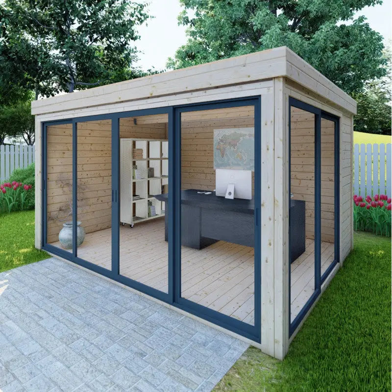 Bureau de jardin en bois massif 11,8m² - madriers 40mm Gardy Shelter Ma boutique