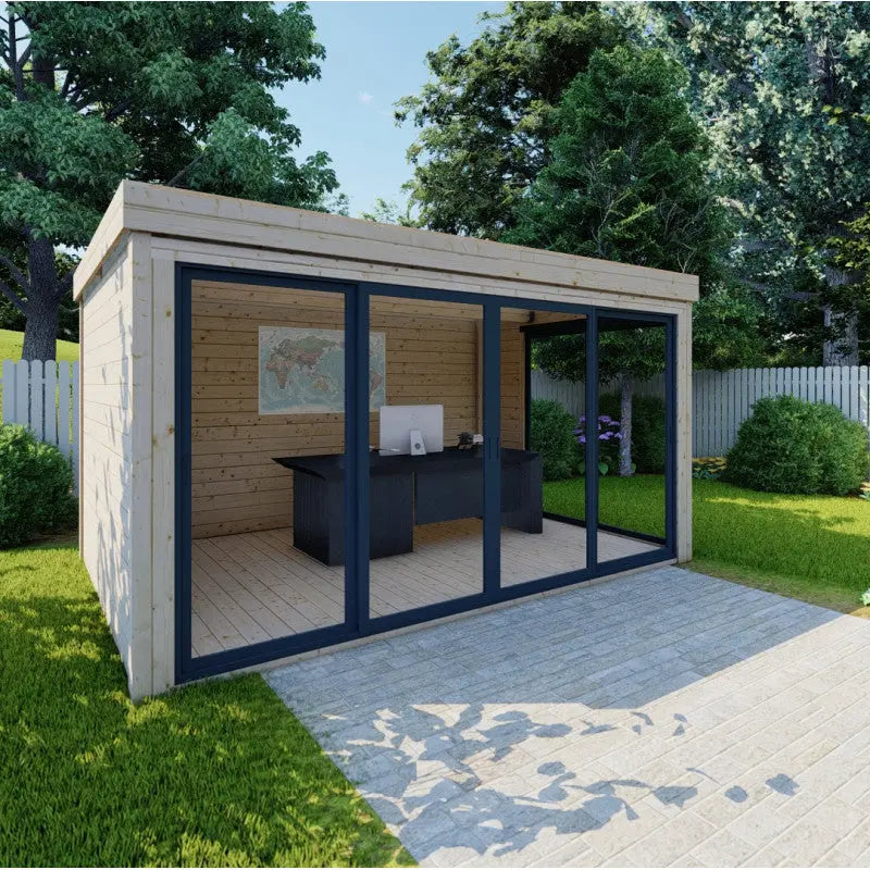 Bureau de jardin en bois massif 11,8m² - madriers 40mm Gardy Shelter Ma boutique
