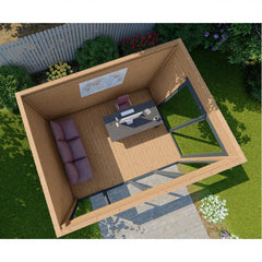Bureau de jardin en bois massif 11,8m² - madriers 40mm traités teinté marron Gardy Shelter Ma boutique