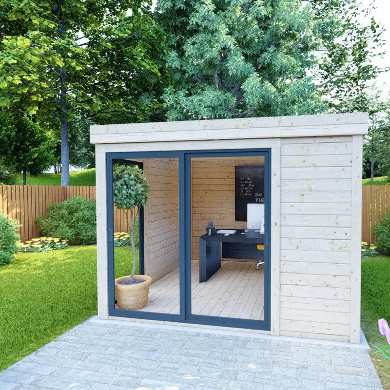 Bureau de jardin en bois massif 8,88m² - madriers 40mm Gardy Shelter Ma boutique