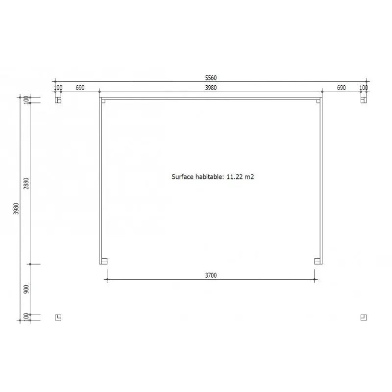 Bureau de jardin en bois massif avec terrasse 16,5m² - madriers 40mm Gardy Shelter Ma boutique
