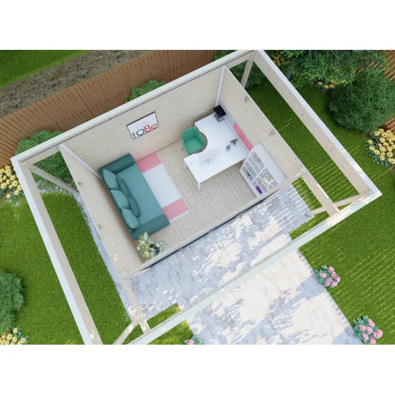 Bureau de jardin en bois massif avec terrasse 16,5m² - madriers 40mm Gardy Shelter Ma boutique