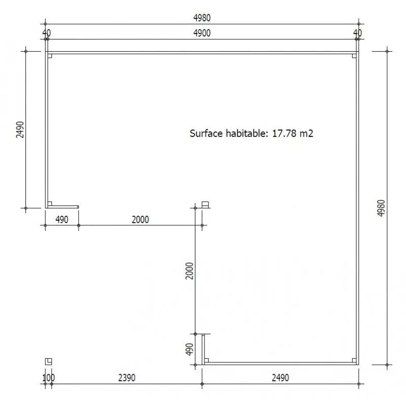Bureau de jardin en bois massif avec terrasse 18,6m² - madriers 40mm traités et teintés marron Gardy Shelter Ma boutique