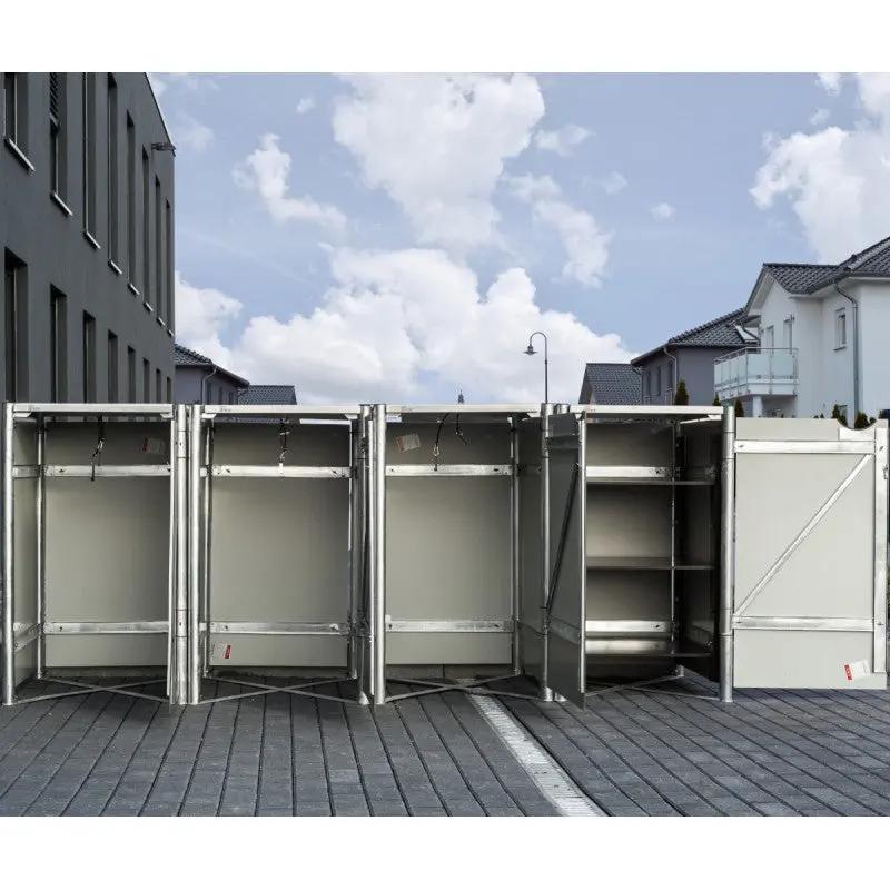 Cache-poubelle 4 compartiments Müllbox en aluminium noir 4x240L – HIDE ESPACE EMERAUDE