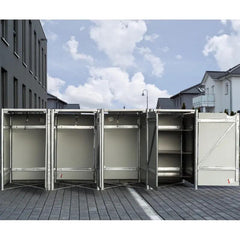 Cache-poubelle 4 compartiments Müllbox en aluminium noir 4x240L – HIDE ESPACE EMERAUDE