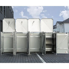 Cache-poubelle 4 compartiments Müllbox en aluminium noir 4x240L – HIDE ESPACE EMERAUDE