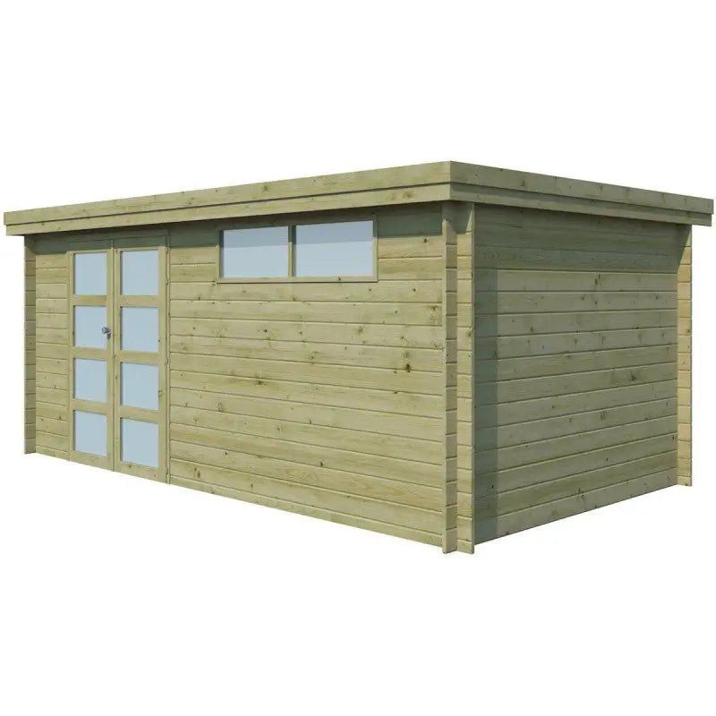 Chalet moderne Oregon 16,4m² en bois traité 28mm avec porte double vitrée+fenêtre - Gardenas Ma boutique