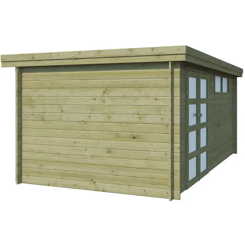Chalet moderne Oregon 16,4m² en bois traité 28mm avec porte double vitrée+fenêtre - Gardenas Ma boutique