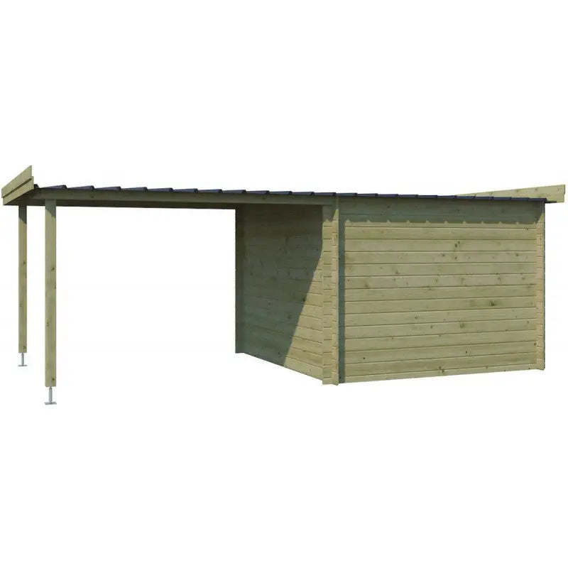 Chalet moderne Oregon 9,6m² + extension 300cm en bois traité 28mm avec porte double vitrée - Gardenas Ma boutique