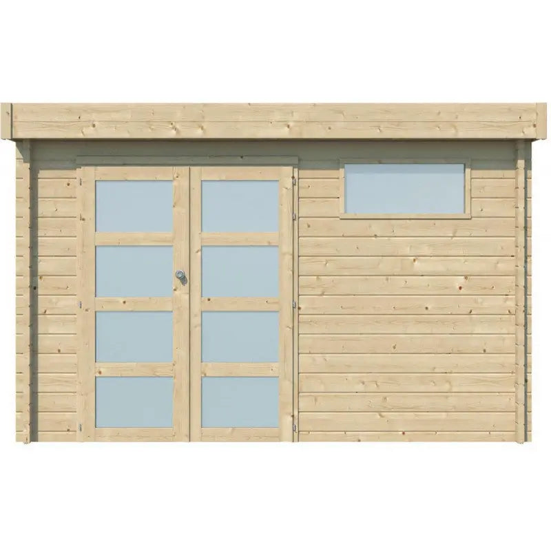 Chalet Moderne 11,84m² en bois massif 44mm avec porte double vitrée+2 fenêtres - Gardenas Ma boutique