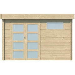 Chalet Moderne 11,84m² en bois massif 44mm avec porte double vitrée+2 fenêtres - Gardenas Ma boutique