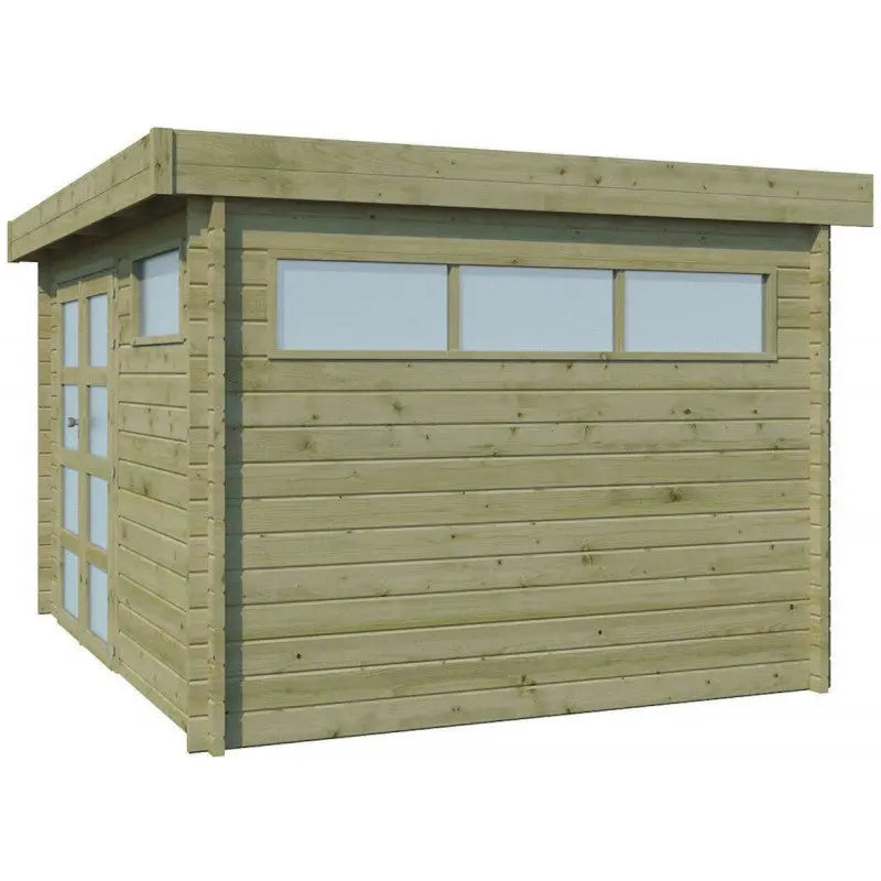 Chalet Moderne 11,84m² en bois traité 44mm avec porte double vitrée+2 fenêtres - Gardenas Ma boutique