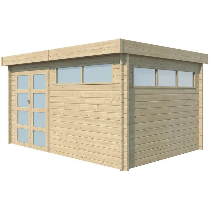 Chalet Moderne 13,8m² en bois massif 44mm avec porte double vitrée+2 fenêtres - Gardenas Ma boutique