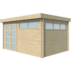 Chalet Moderne 13,8m² en bois massif 44mm avec porte double vitrée+2 fenêtres - Gardenas Ma boutique