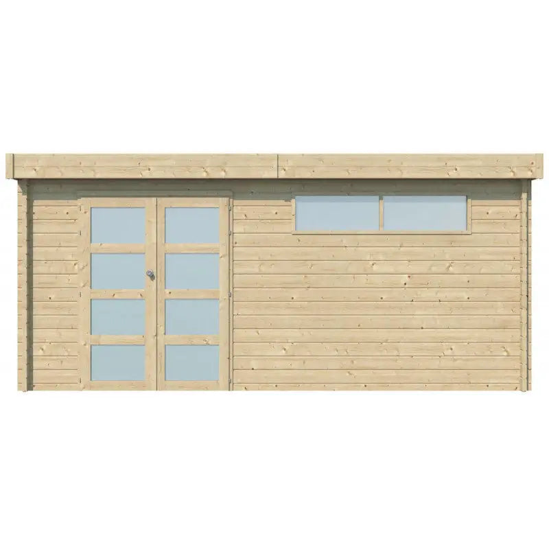 Chalet Moderne 16,74m² en bois massif 44mm avec porte double vitrée+2 fenêtres - Gardenas Ma boutique