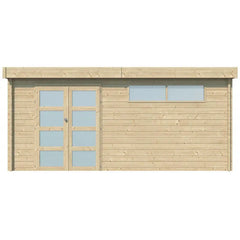 Chalet Moderne 16,74m² en bois massif 44mm avec porte double vitrée+2 fenêtres - Gardenas Ma boutique