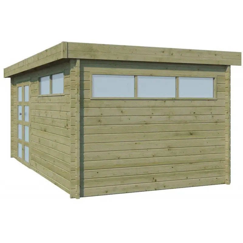 Chalet Moderne 16,74m² en bois traité 44mm avec porte double vitrée+2 fenêtres - Gardenas Ma boutique