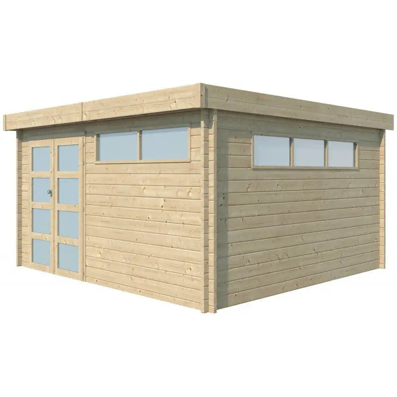 Chalet Moderne 17,39m² en bois massif 44mm avec porte double vitrée+2 fenêtres - Gardenas Ma boutique