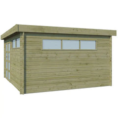 Chalet Moderne 17,39m² en bois traité 44mm avec porte double vitrée+2 fenêtres - Gardenas Ma boutique