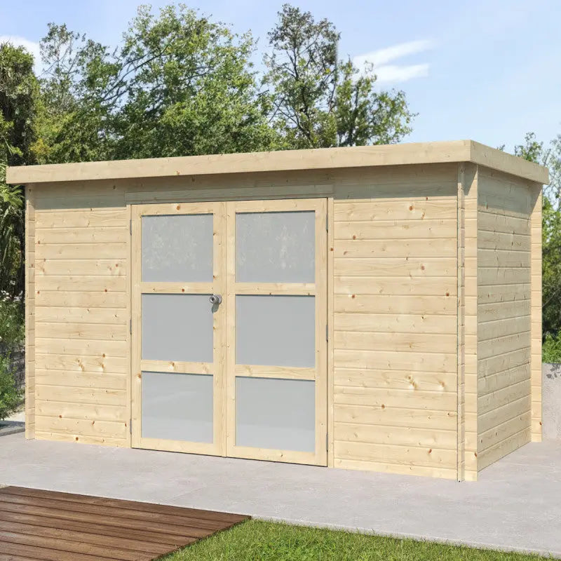 Chalet moderne Nyborg 6,36m² en bois massif 19mm avec porte double vitrée - Gardenas Ma boutique