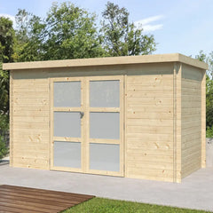Chalet moderne Nyborg 6,36m² en bois massif 19mm avec porte double vitrée - Gardenas Ma boutique