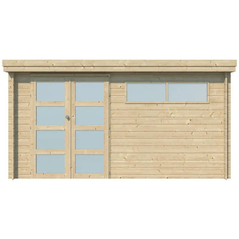 Chalet moderne Oregon 13,51m² en bois massif 28mm avec porte double vitrée+fenêtre - Gardenas Ma boutique