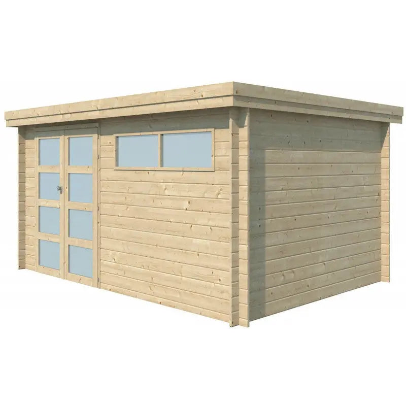 Chalet moderne Oregon 13,51m² en bois massif 28mm avec porte double vitrée+fenêtre - Gardenas Ma boutique