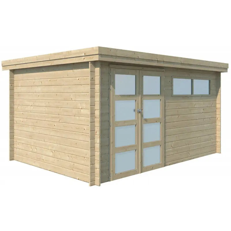 Chalet moderne Oregon 13,51m² en bois massif 28mm avec porte double vitrée+fenêtre - Gardenas Ma boutique