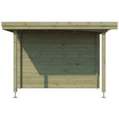 Chalet moderne Oregon 13,51m² + extension 150cm en bois traité 28mm avec porte double vitrée+fenêtre - Gardenas Ma boutique