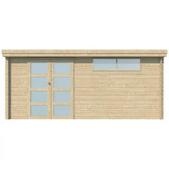 Chalet moderne Oregon 16,4m² en bois massif 28mm avec porte double vitrée+fenêtre - Gardenas Ma boutique