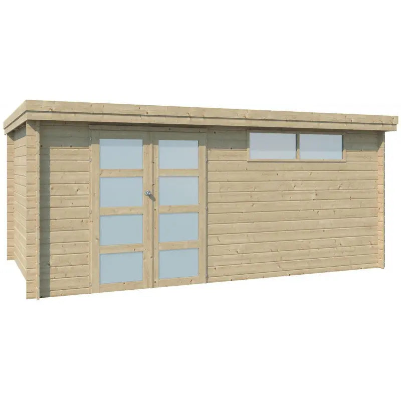 Chalet moderne Oregon 16,4m² en bois massif 28mm avec porte double vitrée+fenêtre - Gardenas Ma boutique