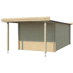 Chalet moderne Oregon 16,4m² + extension 150cm en bois massif 28mm avec porte double vitrée+fenêtre - Gardenas Ma boutique